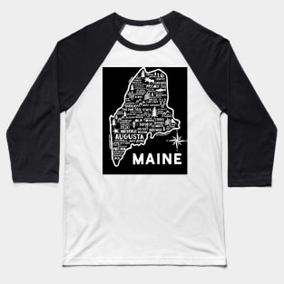 Maine Map Baseball T-Shirt